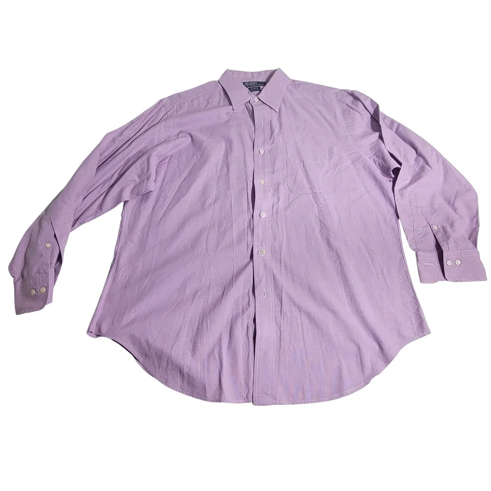 Polo Ralph Lauren Andrew Purple Cotton Micro Check Button Down Shirt 16.5 32/33